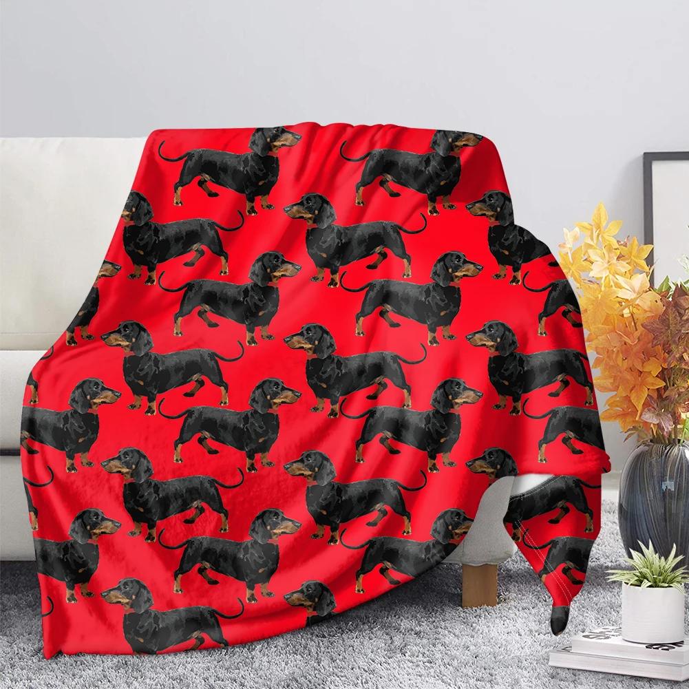 Dachshund Blanket Fluffy Soft Warm Sausage Dog Throw Blankets for Bed Sofa Lightweight Plush Sheet Bedspread Flannel Cozy Cover