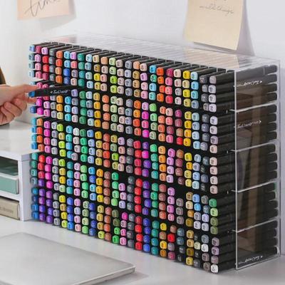 Large-Capacity Transparent Acrylic Marker and Pen Storage Rack