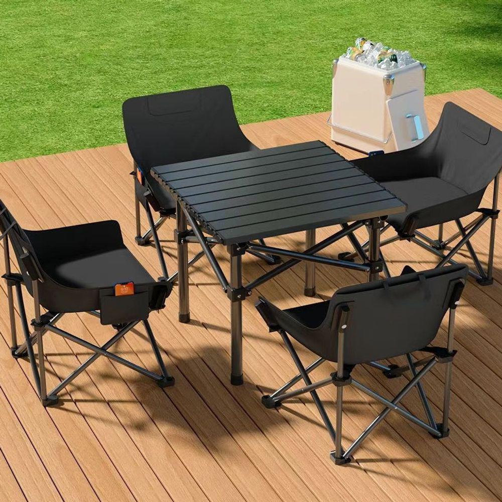 Portable Outdoor Folding Table and Chairs Set - Compact Egg Roll Design for Camping and Picnics