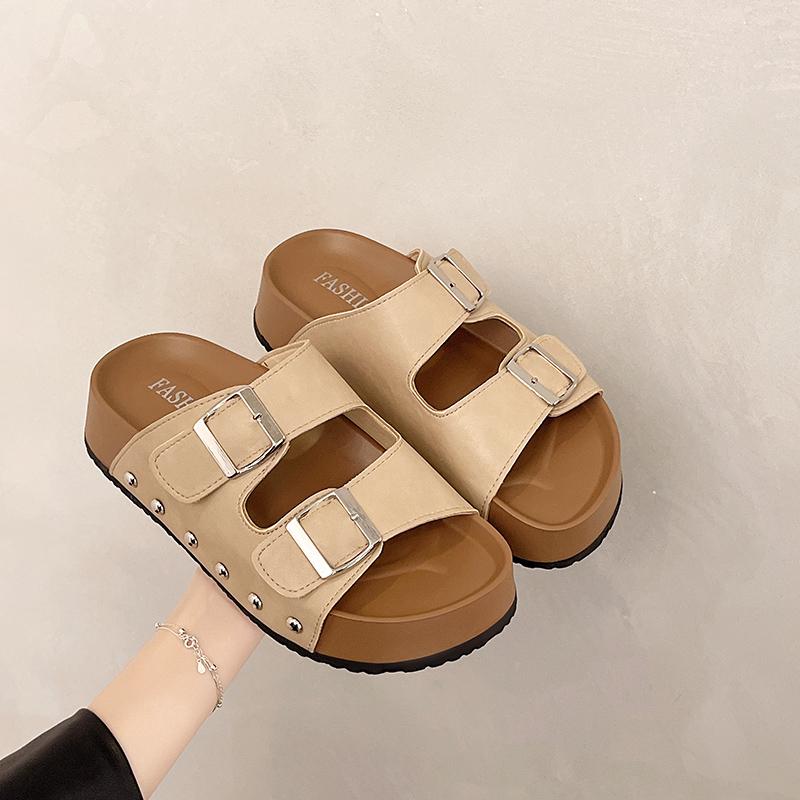 Fashion New Women's Leopard Print Slippers Cork Slippers Women's Summer Non-slip Outdoor Flat Bottom Beach Sandals Woman Flat Slippers