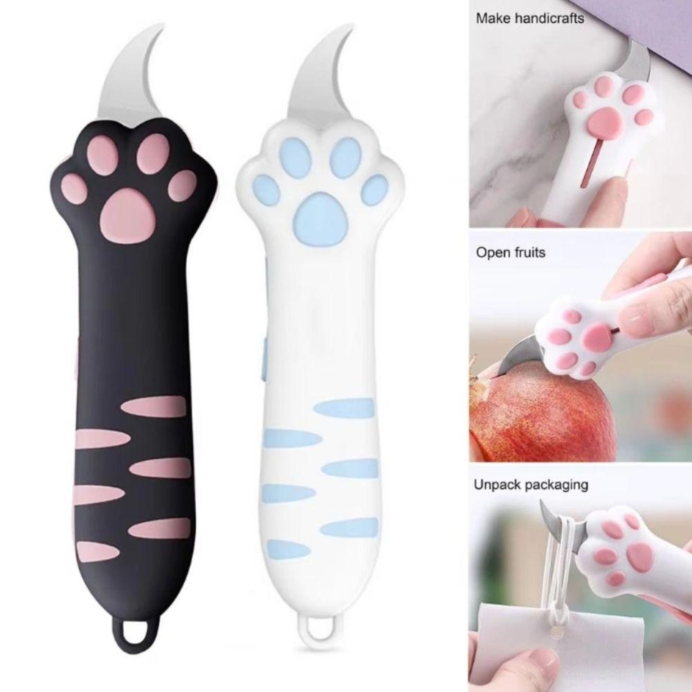 Plastikowy nóż utility z motywem kociej łapy, kreskówkowy design, wysuwany nóż kot, do cięcia tektury