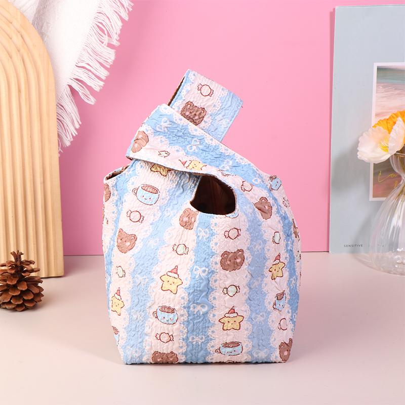 Cute Cartoon Canvas Bag Lovely Small Handbag Lunch Bag Mini Tote Bags Student Office Worker Daily Commuter Handbag A1