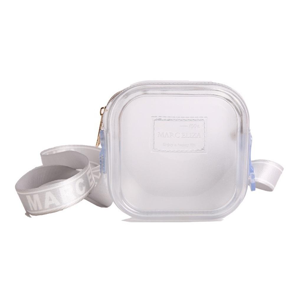 New PVC Messenger Bag Transparent Solid Color Crossbody Bag Waterproof Jelly Shoulder Bag Girls Lipstick Key Storage Bag