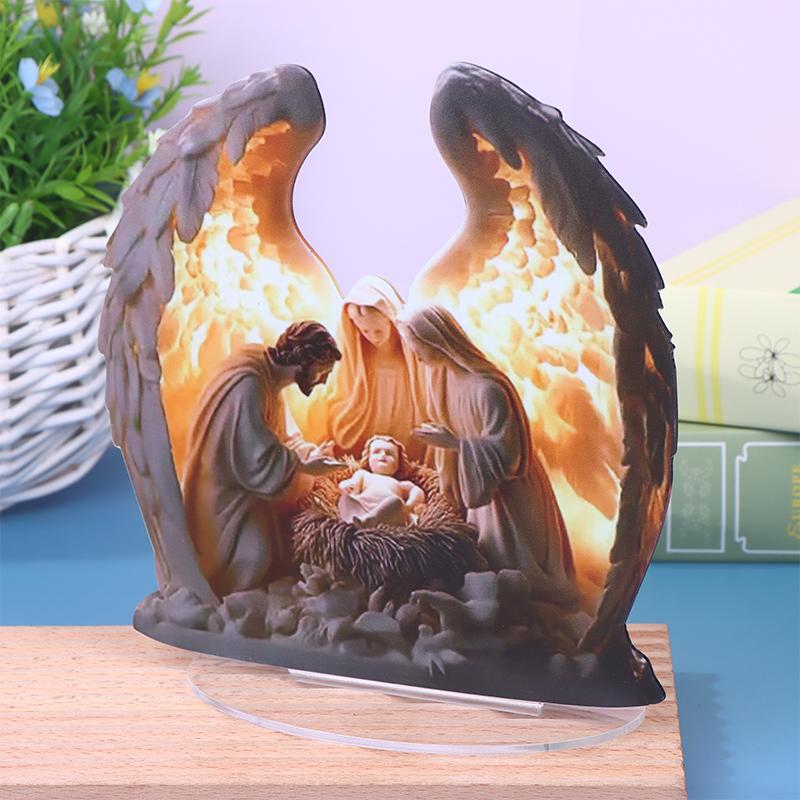 1Pcs Christmas Nativity Scene Figurine Figure Collectible Decorative Statue Centerpiece Holy Family Acrylic Sign Outdoor Gadgets