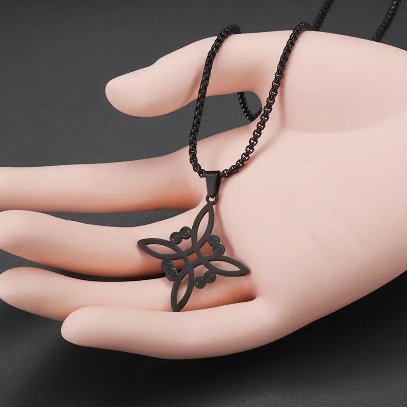 Celtic Trinity Knot Necklace Witchcraft Witch's Knot Stainless Steel Pendant for Women Men Charm Irish Lucky Amulet Jewelry