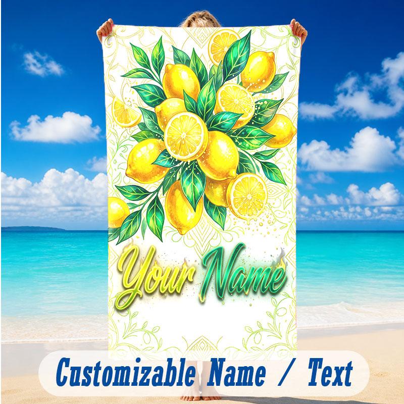 Decorative Artwork Theme Beach Towel Personalized Custom Name & Text Soft Quick Dry Beach Towel for Swimming Travel
