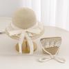 Girls' French Summer Straw Sun Hat - Wide Brim, UV Protection, Breathable Design
