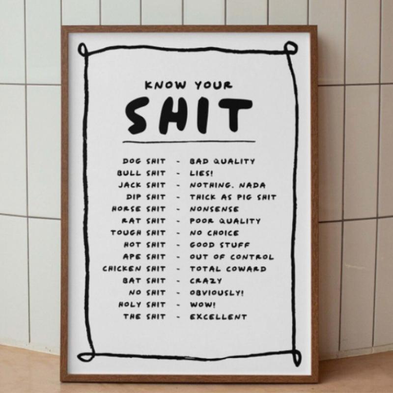 30 būdų pasakyti Fvck Spausdintas plakatas Juodas ir kreminės spalvos Sienų meno spaudiniai Tapyba Miegamojo Namų Svetainės Dekoravimas