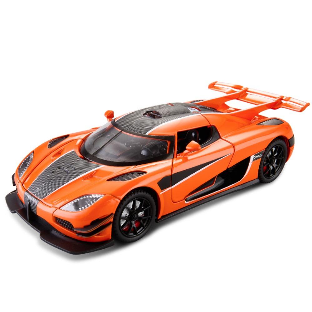1/24 Koenigsegg ONE 1 Rotor Door Supercar Diecast Alloy Model Car Sound and Light Pull Back Outdoor Collections Ornaments Birthday Gift Boy