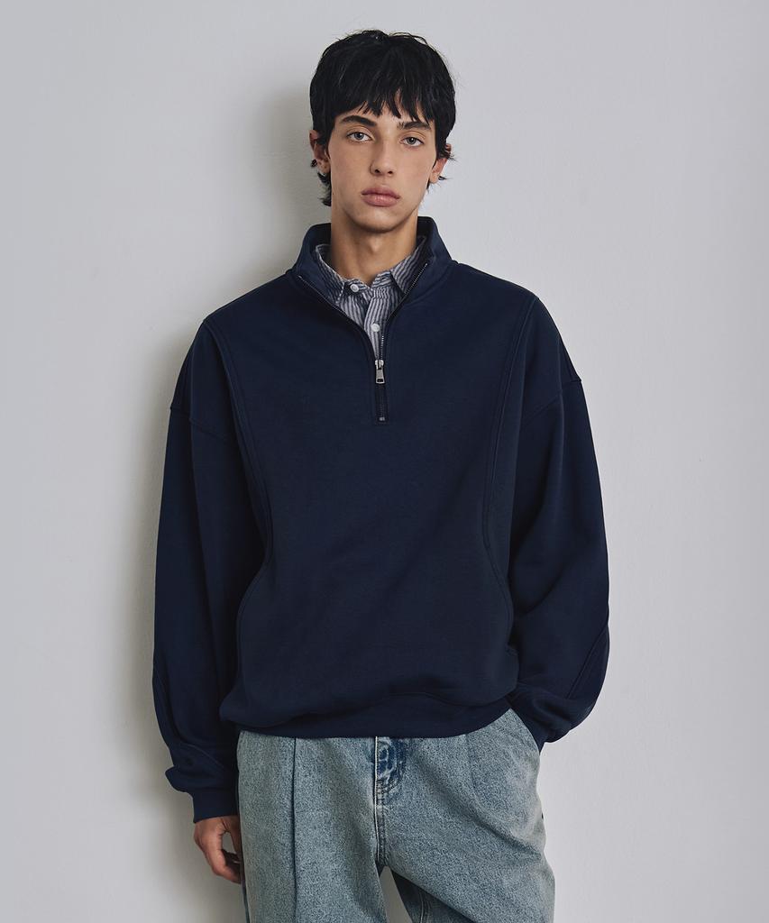 COSTUME O’CLOCK Curved Fleece-Lined Half Zip Sweatshirt 3 Colors Coosts261
