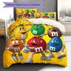 M&M's Muster Bettwäsche, Steppbett Set Bettbezug Kissenbezug Zuhause Geburtstagsgeschenk (1 Bettbezug + 2 Kissenbezüge, ohne Füllung)