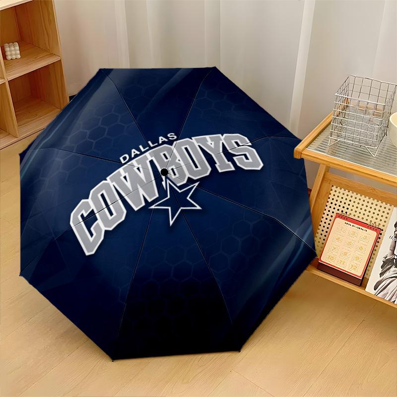 Dallas Cowboys Print Auto 8?Ribs Folding Umbrella Wind Resistant Lightweight Automatic Umbrella For Daily Travel