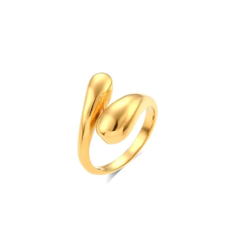 Irregular Open-Cut Smooth Water Drop Ring for Women – Adjustable Gold Minimalist Finger Ring, Easy To Carry and Convenient