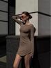 2025 European & American Women's Autumn/Winter Fashion: Round Neck Long Sleeve Sexy Slimming Short Dress