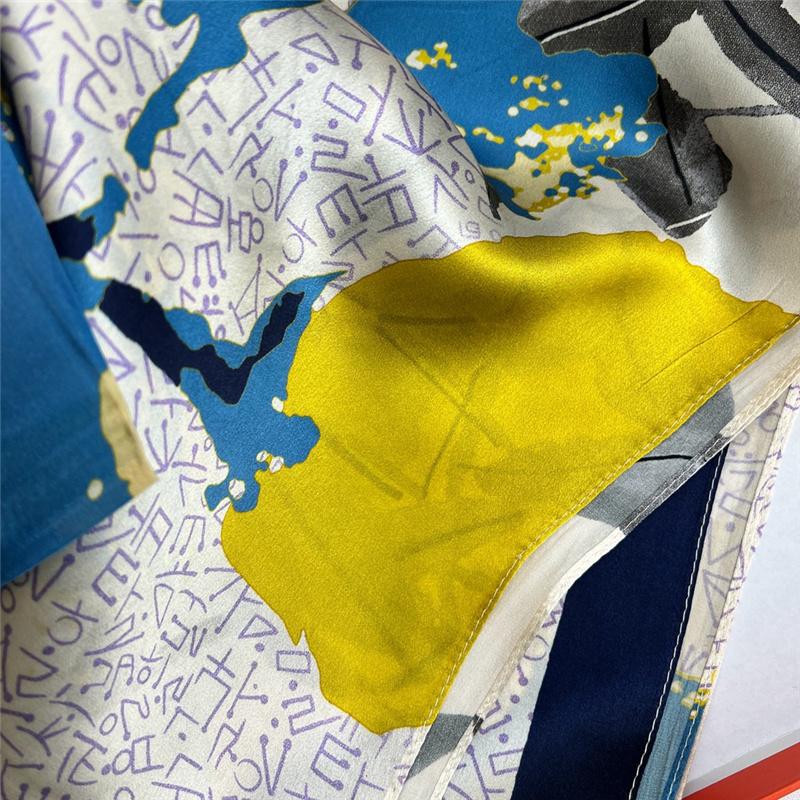 53*170cm High-grade 100% Mulberry Silk Thin Long Scarf Printed Shawl Neckerchief Gift for Women