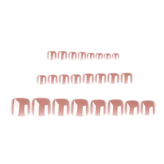 24Pcs Glossy Press on Toenails for Women, Short Square Stick-on Fake Nails, Removable Reusable Glue on False Toe Nails