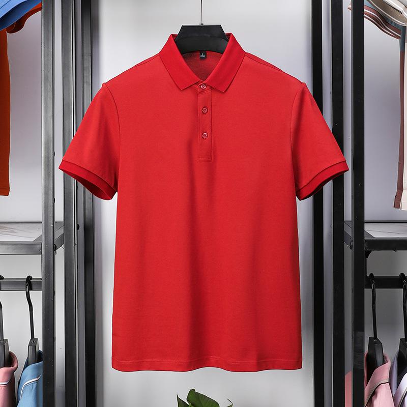 Modisches Poloshirt für Herren mittleren Alters, kurzärmeliges T-Shirt aus merzerisierter Perlbaumwolle, Sommer-Revers, Business-Casual-T-Shirt