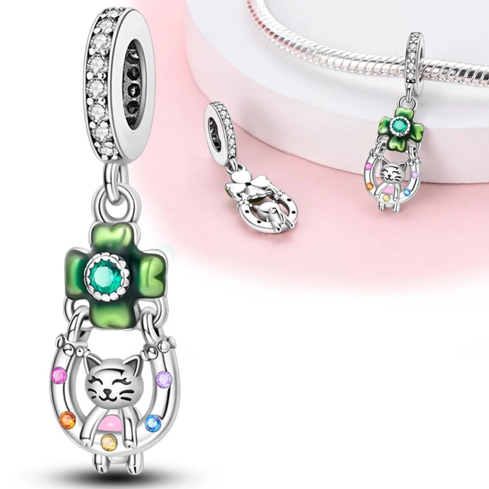 

Charm Bead Charms Plata Fourleaf Shamrock Horseshoe Cat Bead Charms Compatible With Authentic Bracelets Charm Bead Charms for Women Jewellery Do It Y