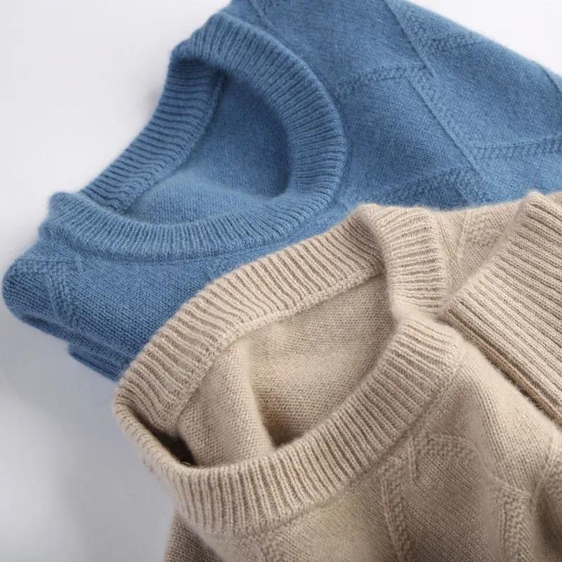 Men's Autumn and Winter Loose Knit Round Neck Base Sweater, Spring Business Casual Sweater