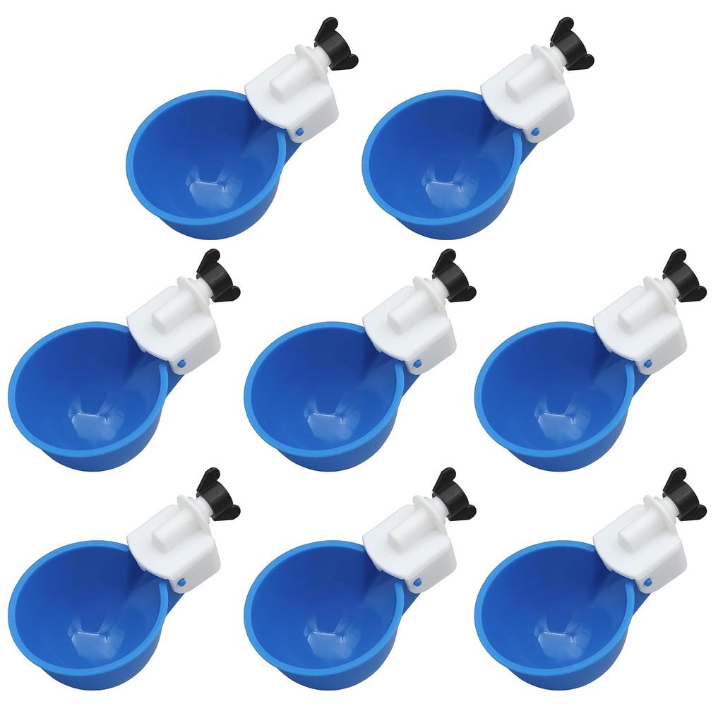 8pcs Chicken Water Cups with Mounting Hole Opener Chicken Feeder Cups Chick Feeder for Duck Chicks Goose Turkey Bunny and Bird