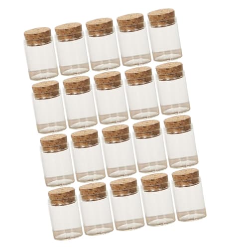 HOOTNEE 20pcs Small Glass Bottles with Cork Tea Storage Jars Mini Bottles Party Supplies Glass Wish Jars
