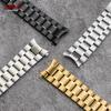 16mm 18mm 20mm 22mm 24mm Straight Curved End Stainless Steel Watch Band Silver Gold Black Metal Folding Clasp Bracelet with Tool