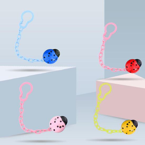 Cute Ladybug Baby Feeding Nipple Pacifier Clip Dummy Chain Drop-Resistant Holder