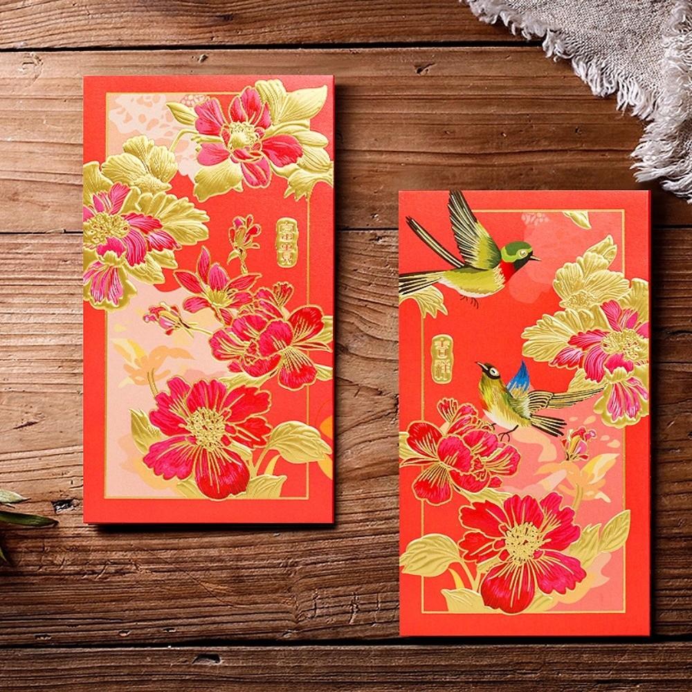 6 Stück Umschläge für Neujahrsgeld im chinesischen Stil, künstlerische Glücksbringer-Rotkuverts, Geschenktüte