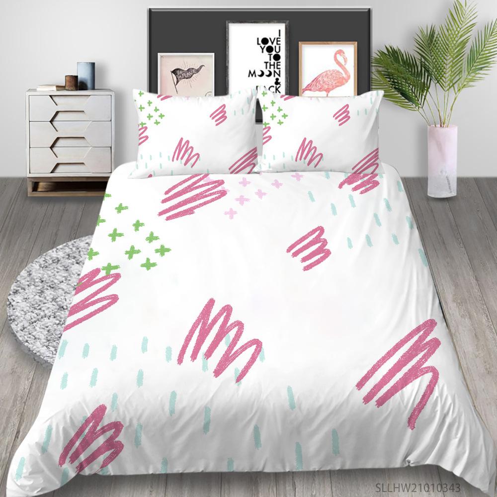 Simple Wind Quilt Cover Pillowcase Two Or Three-Piece Set Painted Series Digital Printing Polyester