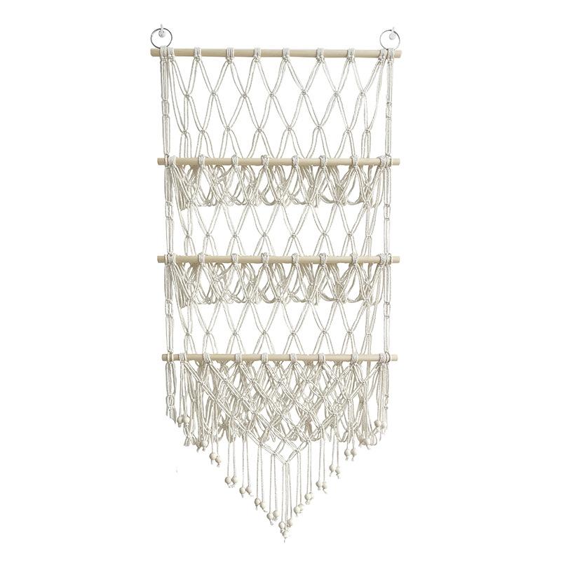 Bohemian Style 3 Layers Toy Storage Net Rope Woven Storage Basket For Plush Doll Wall Decoration Toys Organizer Bags Net Pocket
