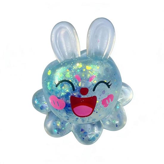 

Bunny Ear Octopus Squeeze Toy Stress Relief Glitter Sugar Ball Sensory Toy Anxiety Relieving Clear Animal Hand Relaxation Tool