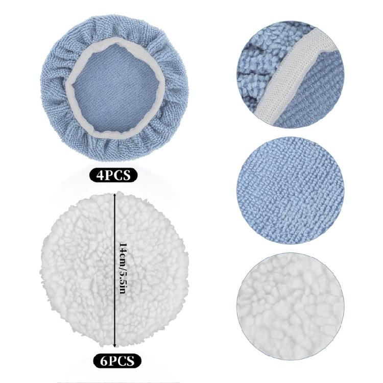 10Pcs Car Buffing Pad Set Soft Wool & Microfiber Polishing Bonnet upgrades for Easy Cleaning & Maintenance of Vehicles