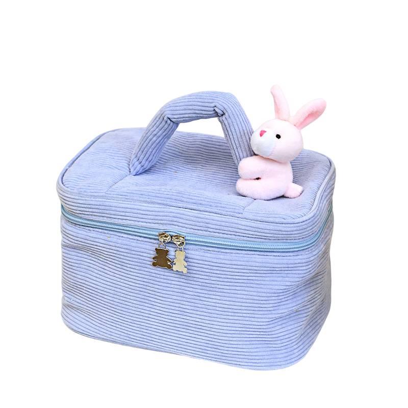 Portable Plush Toiletry Bag For Women With Multiple Compartments And Easy-to-use Dual Zipper