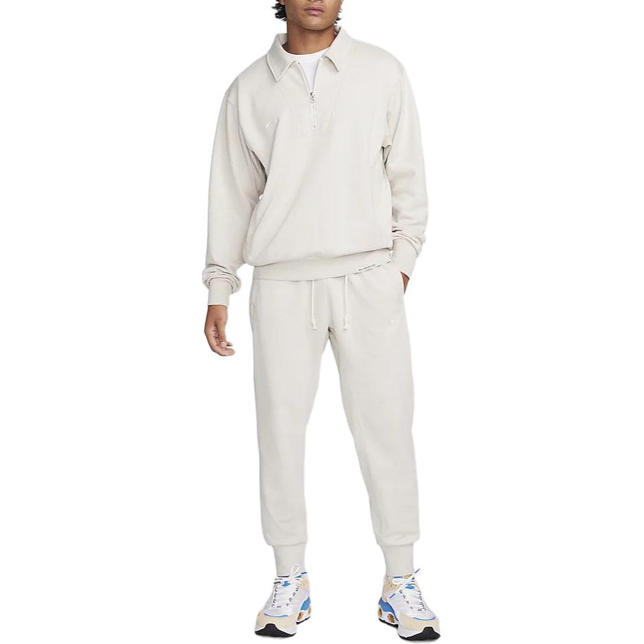 Nike Standard Issue Solid Color Drawstring Casual Tapered Knit Joggers Men Joggers Light-Redwood FB6813-104