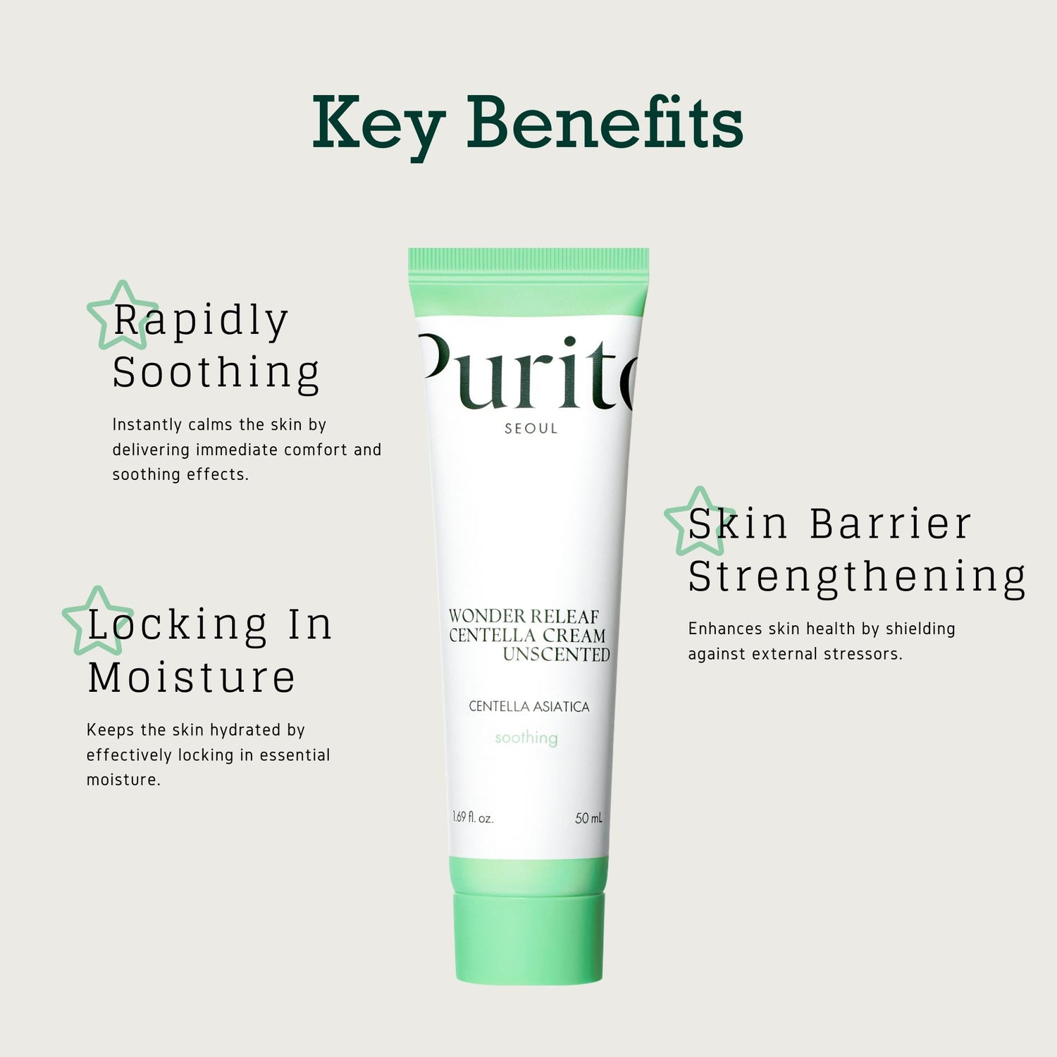 

Purito Wonder Releaf Centella Cream Unscented 50ml+ RANDOM GIFT