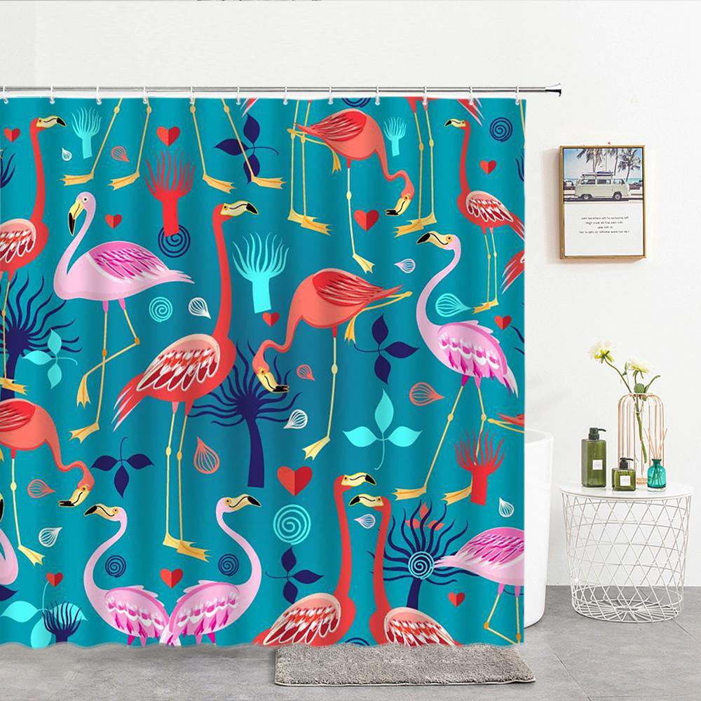 

Flowers Shower Curtains Waterproof Fabric 3D Printed Plant leaves Bathroom Curtain 240X180 Home Decoration Bath Curtains W90xH180cm