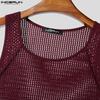 INCERUN Men Round Neck Sleeveless Mesh Netyarn Hollow Tank Tops T-shirts
