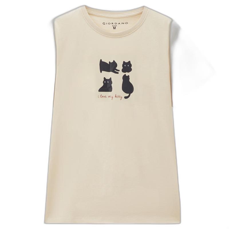 Giordano Women s Cute Cat Print Short Sleeve T-Shirt XL