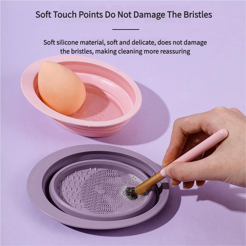 Makeup Brush Cleaner Set Beauty Egg Cleaning Magic Folding Silicone Scrubber Bowl Powder Puffs