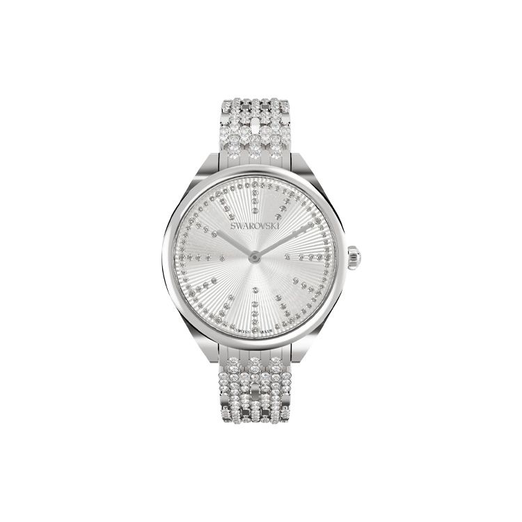 SWAROVSKI  Montre Attract, Bracelet en m&eacute;tal, Blanc, Acier inoxydable