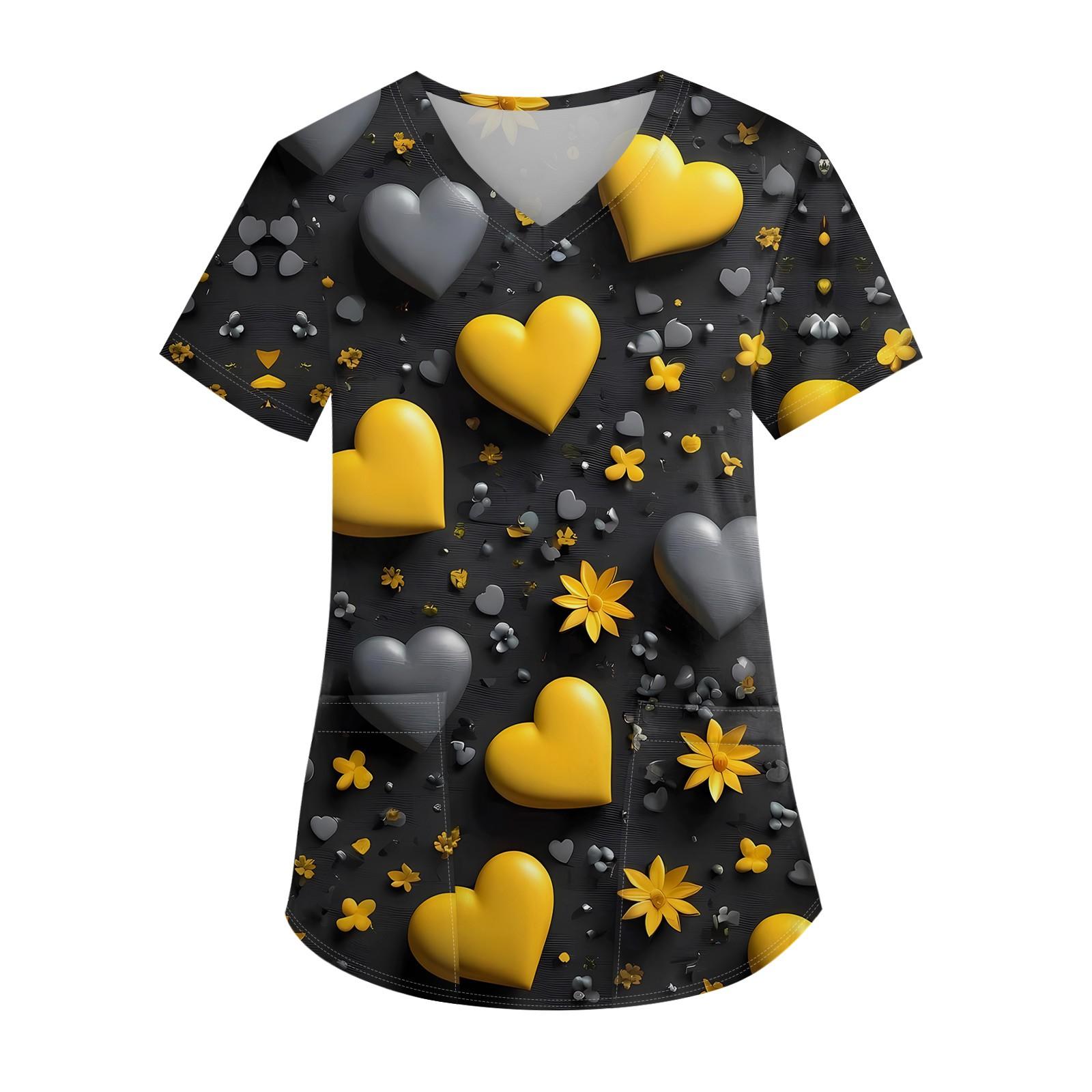 

Женская рабочая униформа с принтом, защитная рабочая униформа с V-образным вырезом и карманом XL жёлтый