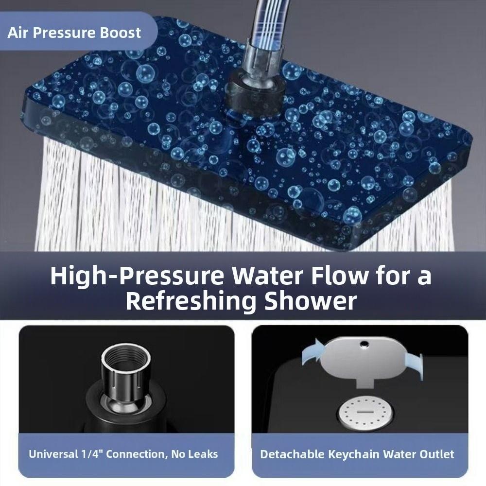 Large Panel Bath Shower Head High Pressure 360° Rotating Pressurized Shower Head Water Saving Detachable Top Spray Shower Head