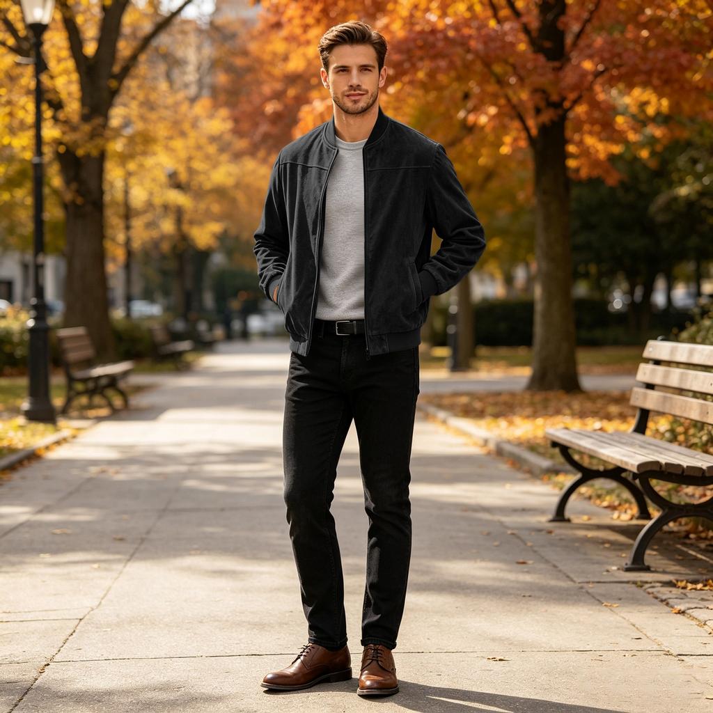 Men's Full Zip Loose Fit Stand Collar Jacket with Soft Texture for Casual Commute