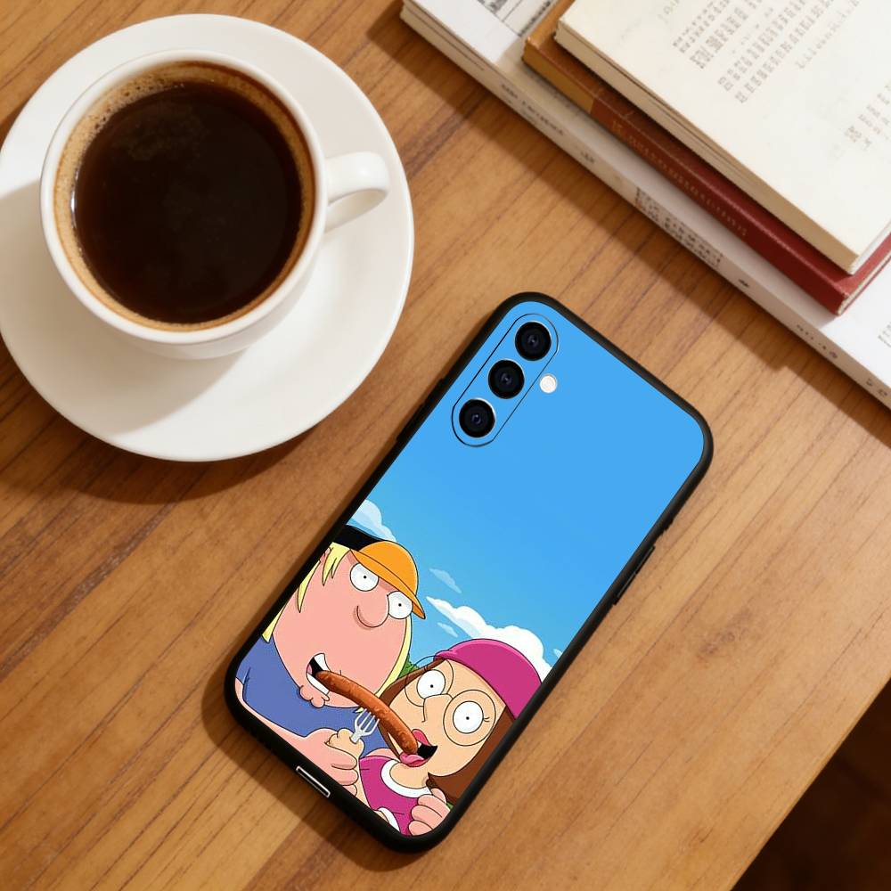 Cute cartoon Unlucky Meg Phone Case For Samsung Galaxy A73,A72,A71,A70,A53,A52,A51,Soft Silicone Black Cover