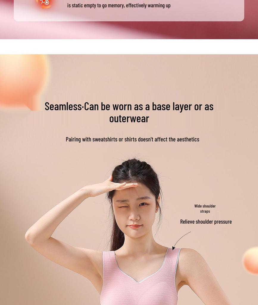 Damen Thermoweste mit Plus Samt - Warme Seiden-Basisschicht mit Brustpolster für Teenager