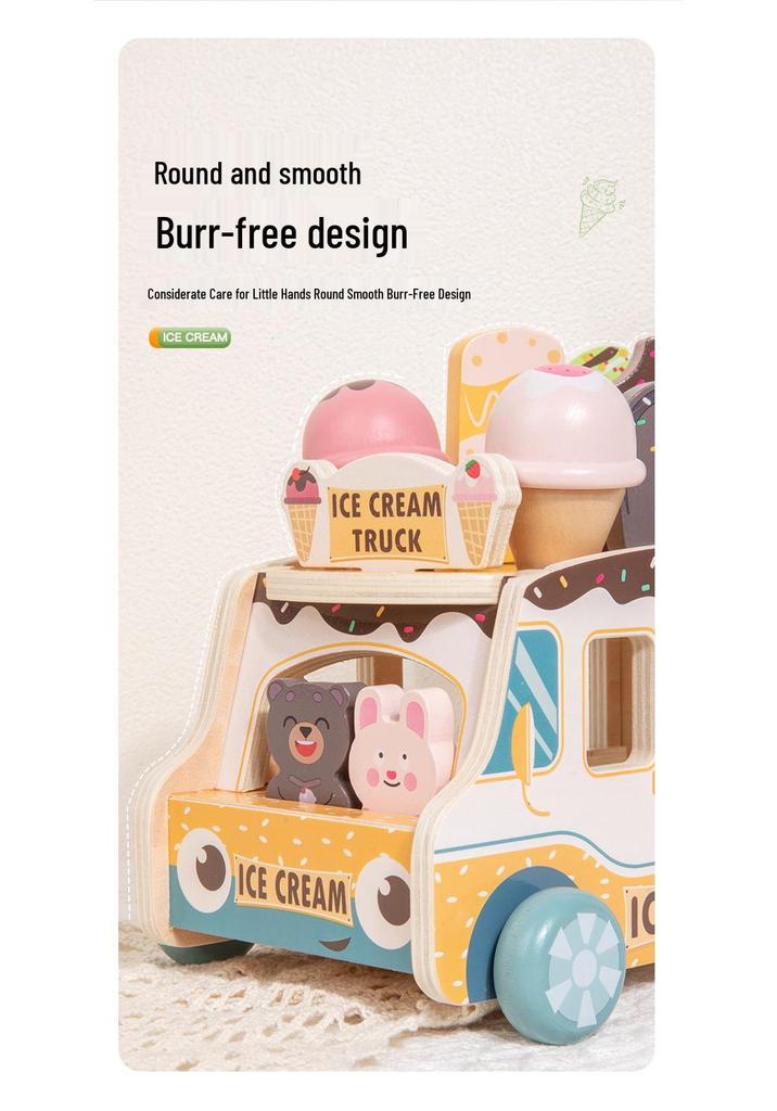 Wooden Ice Cream Cart: Educational Role-Playing Toy for Children