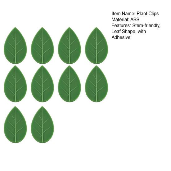 10Pcs Plant Vine Clips Green Leaf Shape Clips with Adhesive Wall Vine Clips for Climbing Plants Pothos Ivy Monstera Philodendron