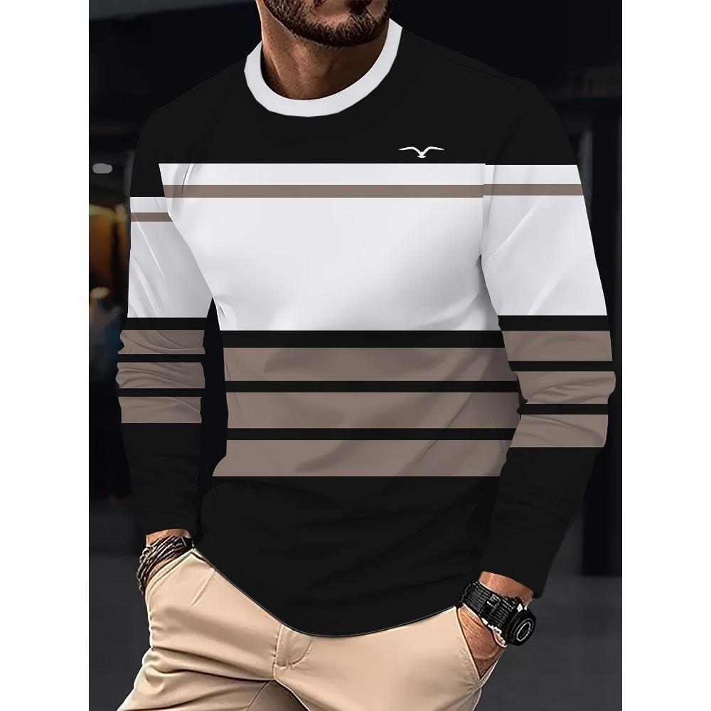 Men s Long Sleeve T-Shirt Quick Dry Breathable Sport Top Casual Crew Neck Gym Tee S