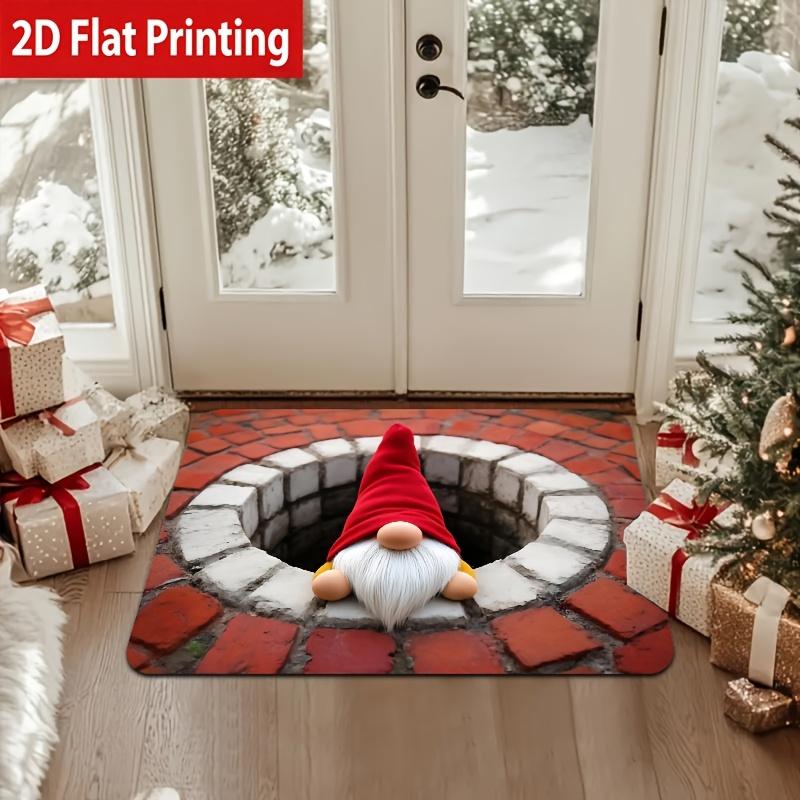Christmas Gnome Santa Snowman Doormat Non Slip Washable Welcome Rug for Front Porch Indoor Outdoor Holiday Decor