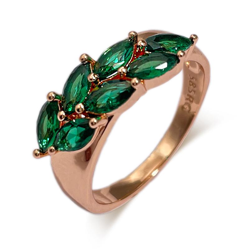 

Винтажные кольца с зеленым цирконом в виде листьев для женщин, роскошное кольцо цвета розового золота, свадебное, изящные ювелирные изделия, подарок 10